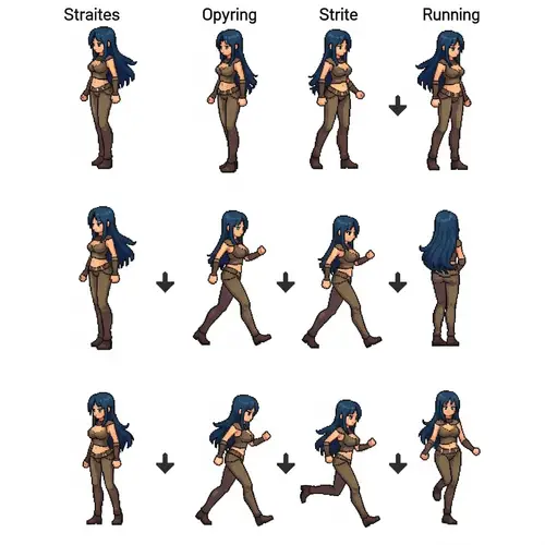 Pixel Art 2D Female Character Sprite Sheet for RPG