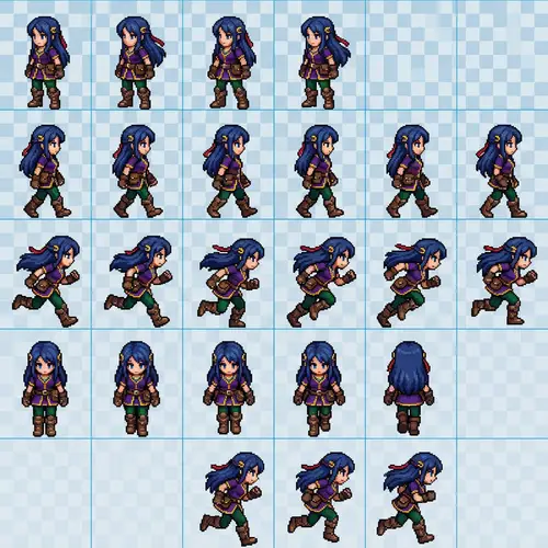 Pixel Art 2D Female Character Sprite Sheet for RPG