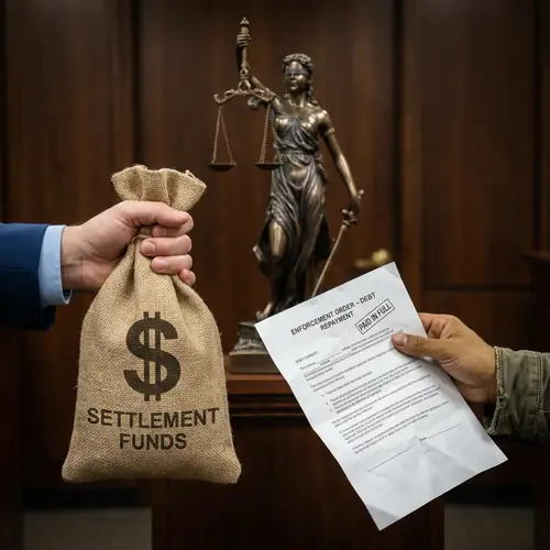 Debt Repayment with Justice - Settlement Scene Illustration