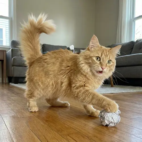 Playful Orange Tabby Cat with Green Eyes