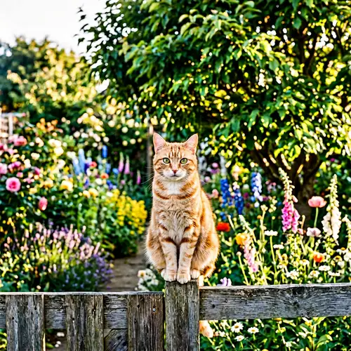 Majestic Domestic Cat in a Serene Garden
