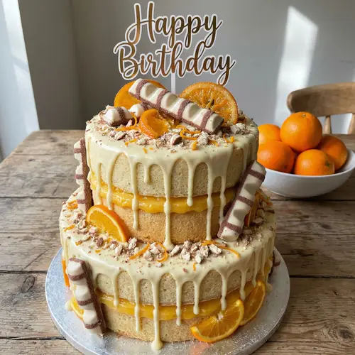 Delicious Birthday Cake with White Bueno Chocolate