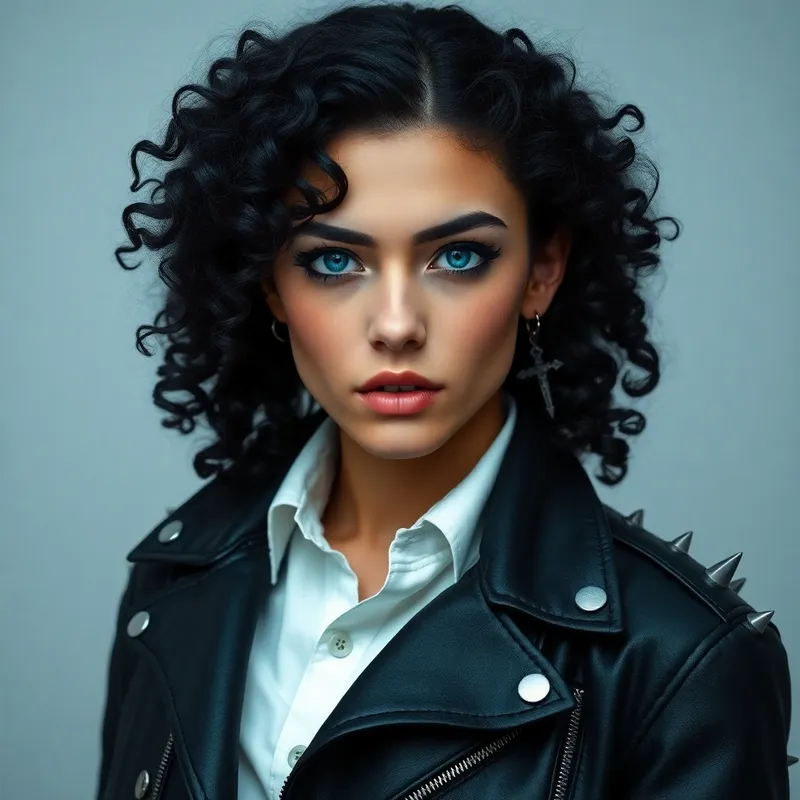 Vampire Style: Curly Black Hair & Deep SkyBlue Eyes Vampire Style: Curly Black Hair & Deep SkyBlue Eyes