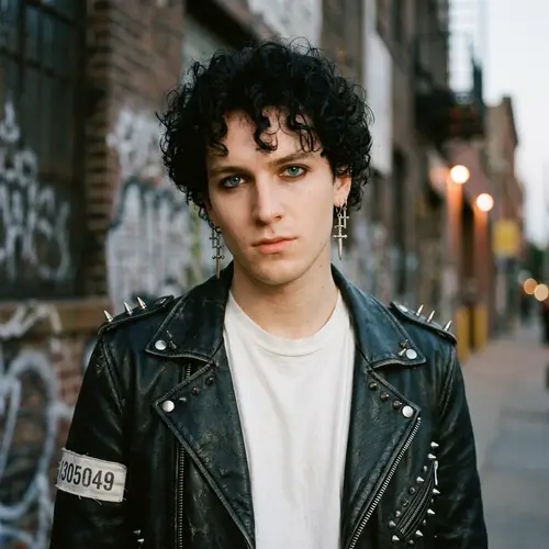 Vampire Style: Curly Black Hair & Deep SkyBlue Eyes