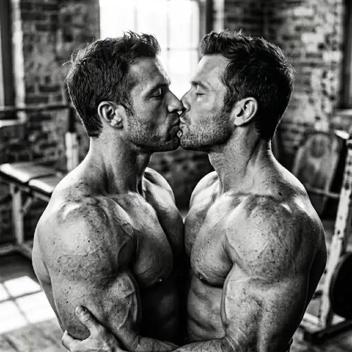 Two-Headed Muscular Man Embracing