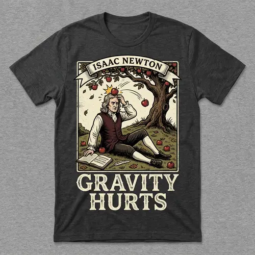 Gravity Hurts T-Shirt Design - Newton & Apple