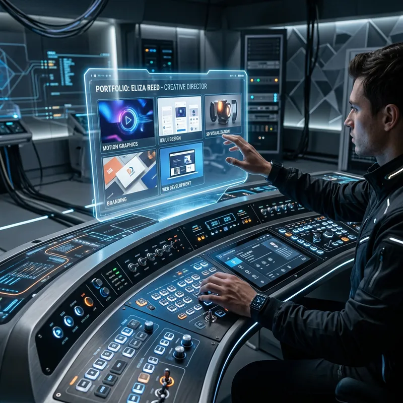 High-Tech Futuristic Control Panel for Portfolio Presentation
