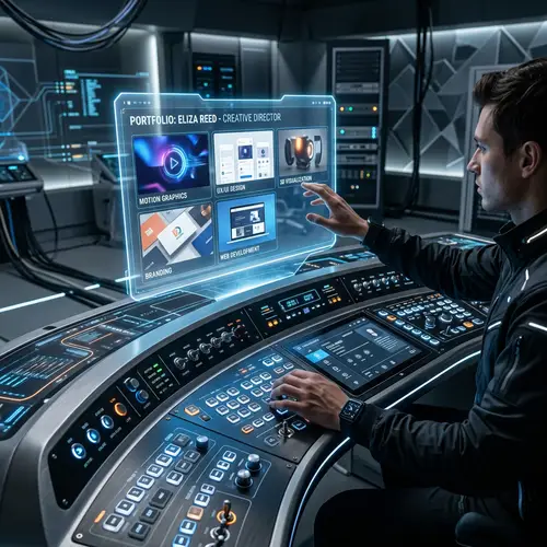 Futuristic Control Panel for Portfolio Presentation