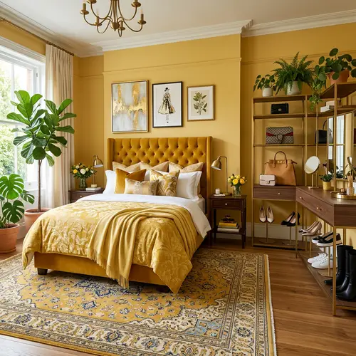 Luxury Homewares Bedroom: Vibrant Yellow Theme with Fashionable Decor
