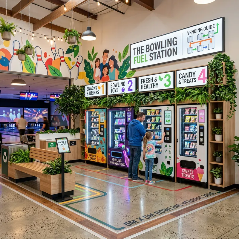 Curated 5m x 5m Vending Area for Bowling Alley | Fresh & Modern Design Curated 5m x 5m Vending Area for Bowling Alley | Fresh & Modern Design