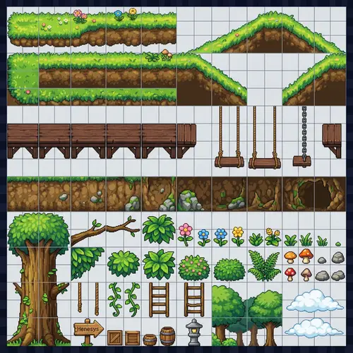 2D Tileset for Platformer Game Inspired by Maplestory