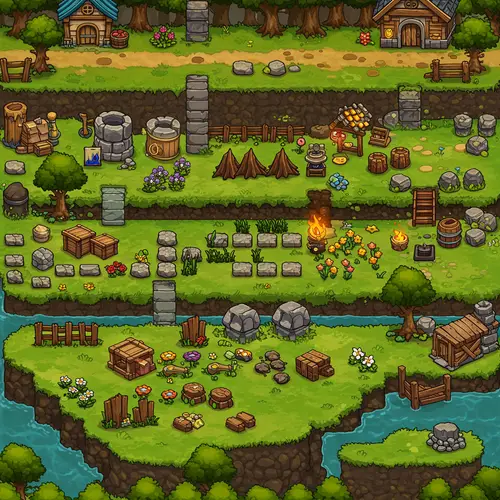 2D Tileset for Platformer Game Inspired by Maplestory