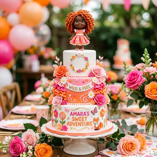 Whimsical Cake Design with a Charming Redhead