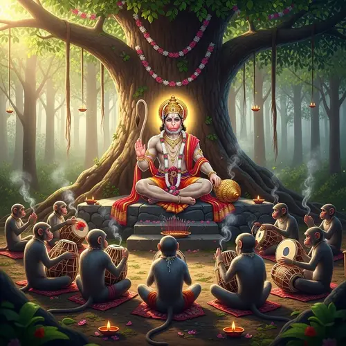 Devotional Monkeys Celebrate Lord Hanuman's Majesty
