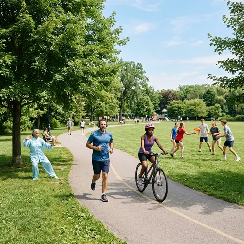 Diverse Physical Activities in a Vibrant Park
