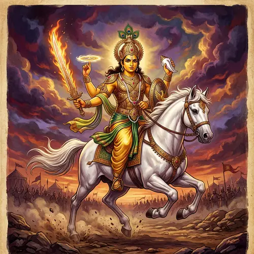 Khalki Avatar of Lord Vishnu: Divine Warrior on Horseback