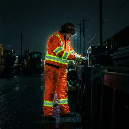Realistic Orange and Fluorescent Work Uniform Glowing in the Dark