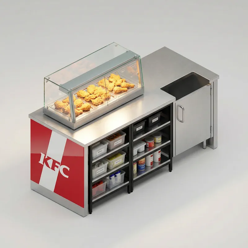 KFC Style Fast Food Service Counter 3D Render