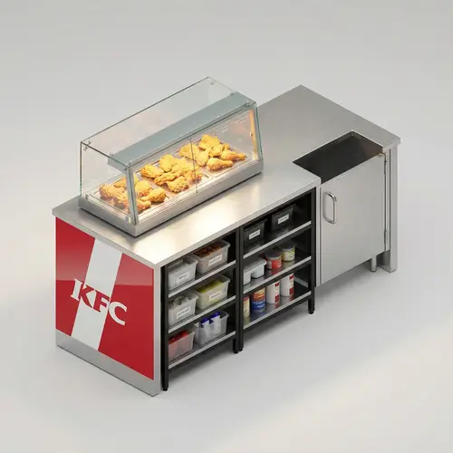 KFC Style Fast Food Service Counter 3D Render