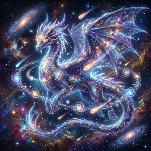 Majestic Cosmic Dragon: Ethereal Beauty in Deep Space
