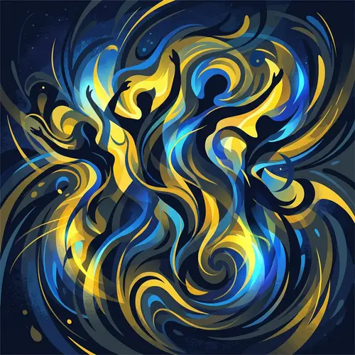 Abstract Vector Image of Happiness - Joyful Silhouettes Dance