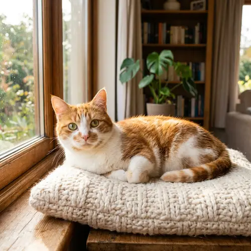 Beautiful Domestic Cat with Soft, Shiny Fur | Enchanting Orange and White Feline