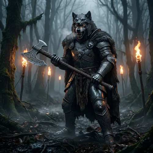 The Wolf Knight: Fierce Viking Armor & Battle-Axe