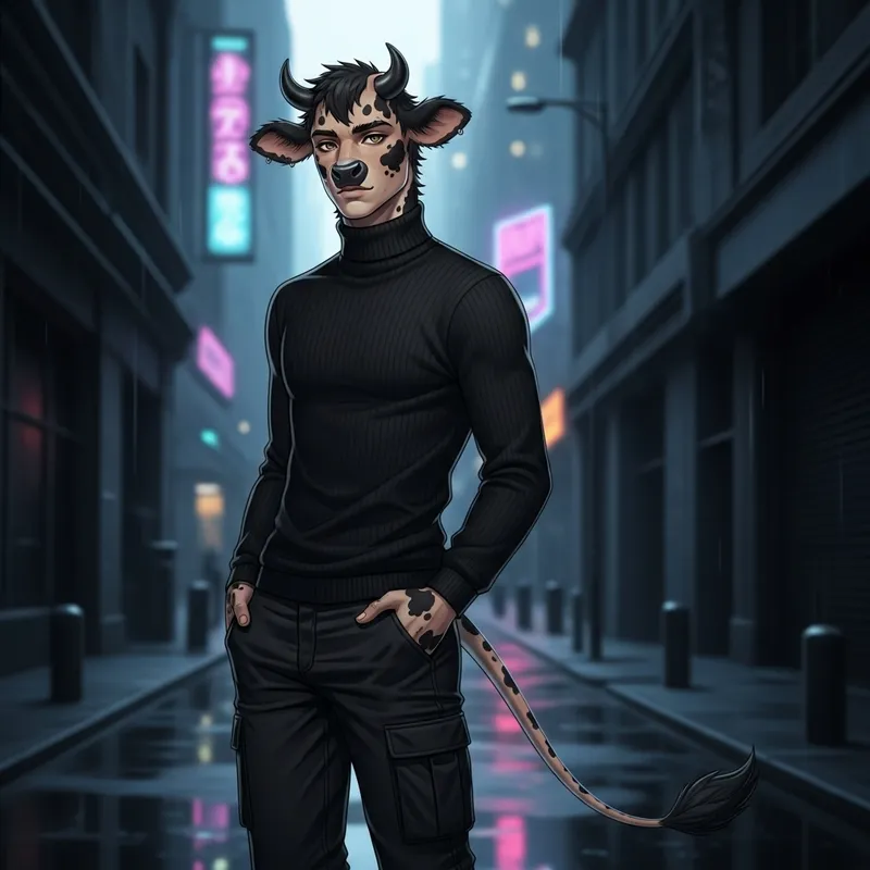 Stunning Male Demi-Human with Cow Features