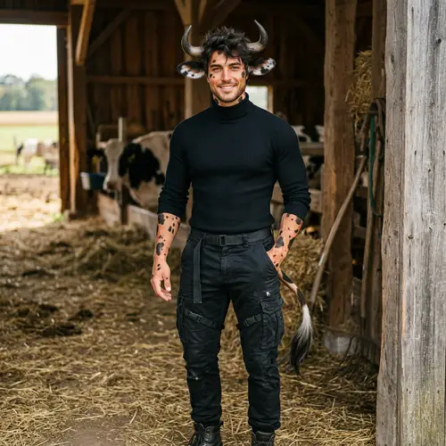 Stunning Male Demi-Human with Cow Features