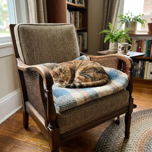 Charming Cat Relaxing on a Chair