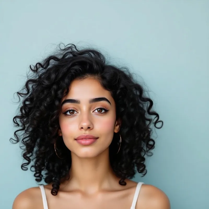 Young Arab Woman with Curly Black Hair