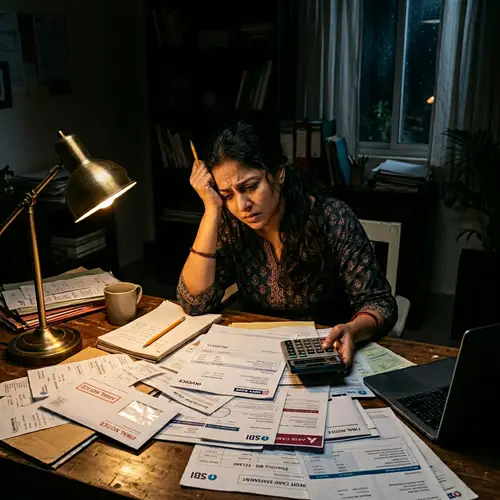 Financial Stress: South Asian Woman Overwhelmed by Debt