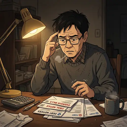 Worried Person Burdened with Debt | Animated Image