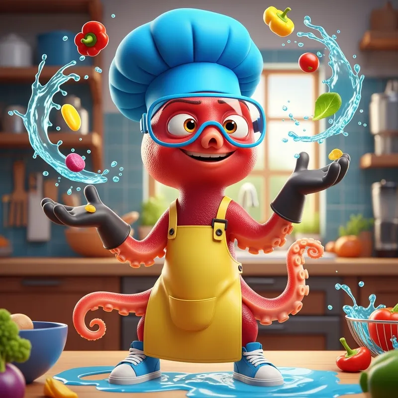 Animated Octopus with Safety Gear Animated Octopus with Safety Gear