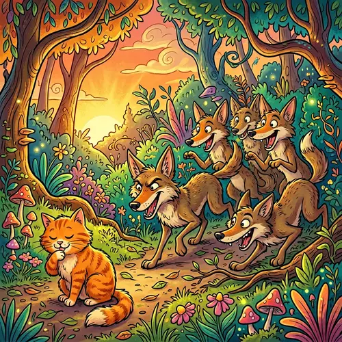 Whimsical Coyote Cartoon: Sneaky Fun