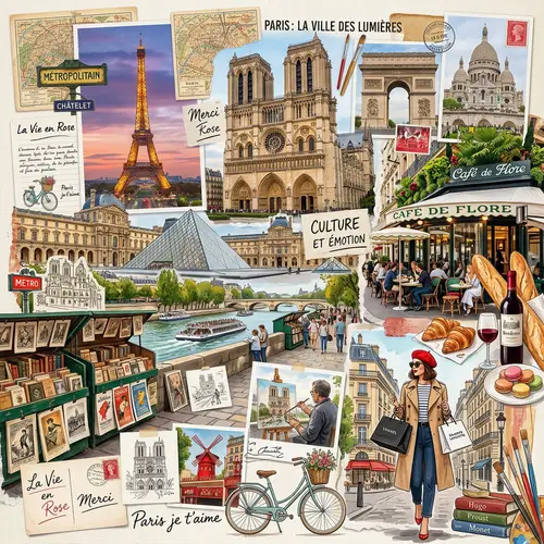 Cultural Collage of Paris: Iconic Landmarks & Symbols