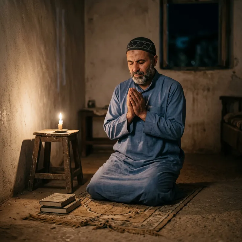 A Man Praying Earnestly with Serene Devotion