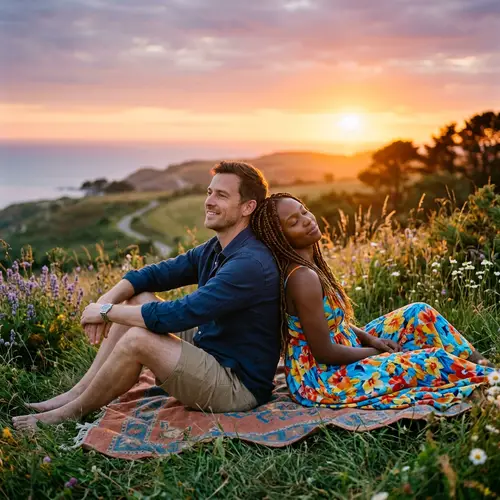 Peaceful Togetherness at Sunset | Diverse Love