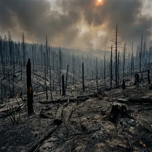 Aftermath of a Burned Forest: Ash Landscape