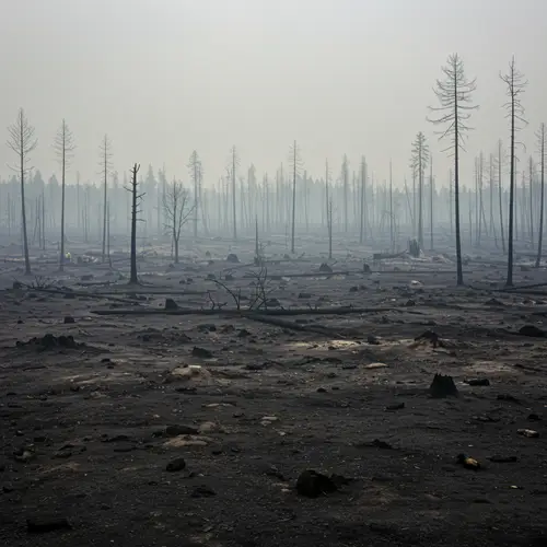 Aftermath of a Burned Forest: Ash Landscape