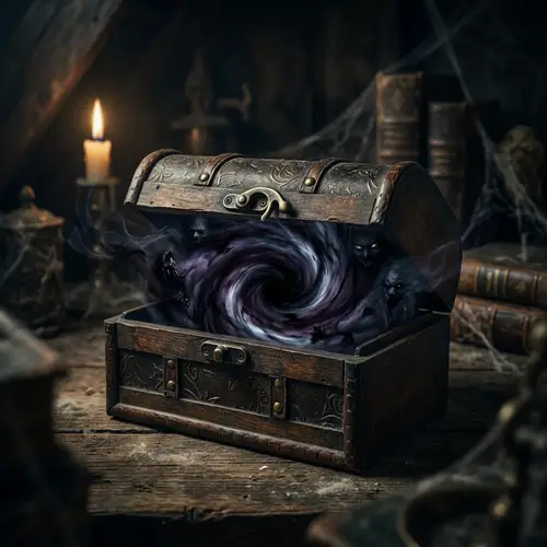 Evil Inside: Dark and Sinister Vortex in Antique Wooden Box
