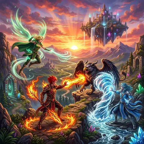 Epic RPG-Inspired Art: Mystical Landscapes & Magical Abilities