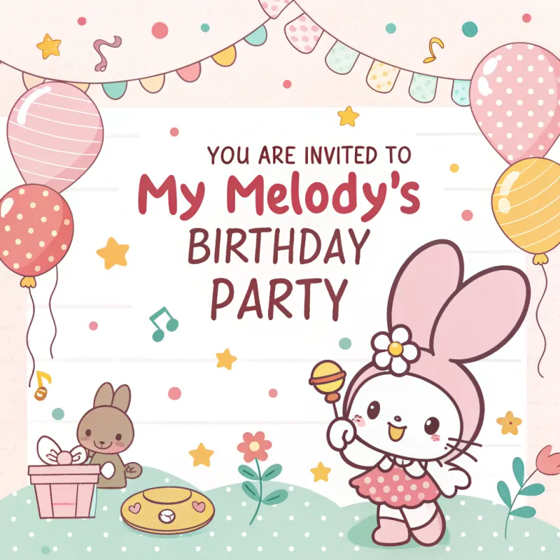 My Melody Birthday Invitation Template