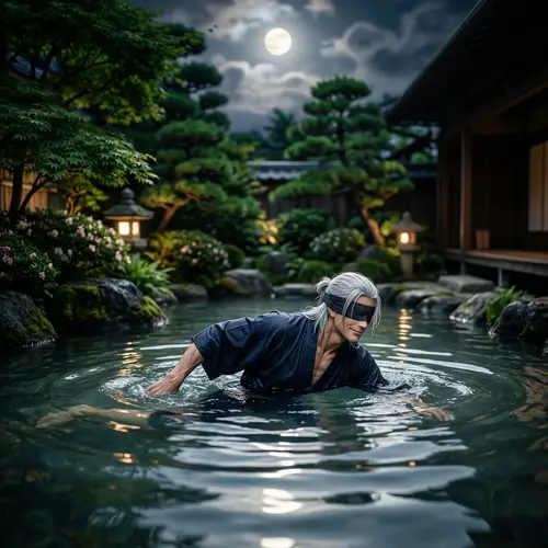 Tranquil Samurai in Lush Garden | Strength and Serenity