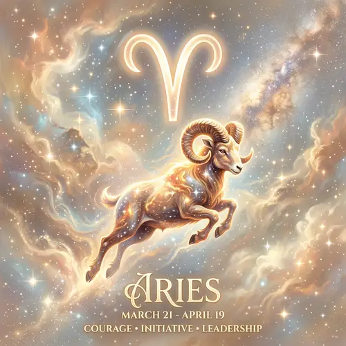 Aries Zodiac Sign Illustration in Celestial Space