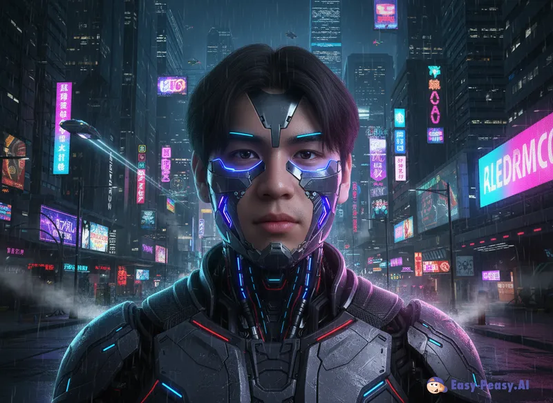 Cyberpunk Cyborg Portrait Transformation