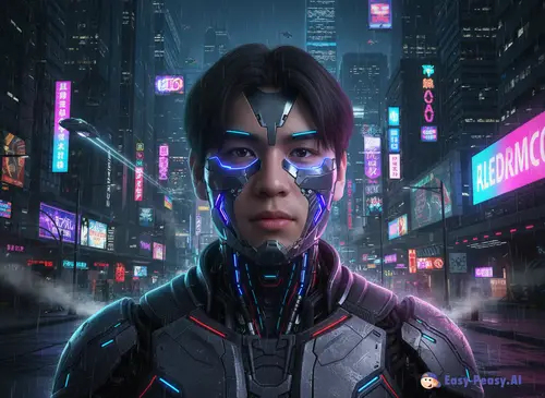 Cyberpunk Cyborg Portrait Transformation