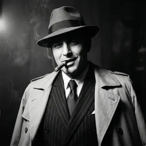 Classic Noir Portrait: Charismatic Italian Gangster