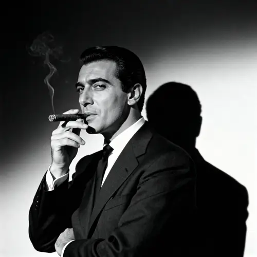 Classic Noir Portrait: Charismatic Italian Gangster
