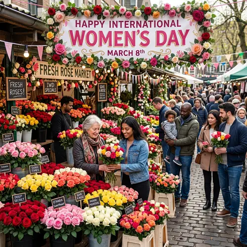 International Women's Day Rose Sale | March 8 Market Display